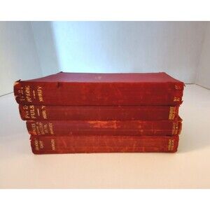 Christopher Morley Lot Of 4 Red Leather Bound Books. Plum Pudding and more